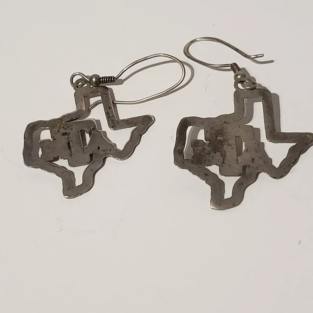 Silver Texas A&M Earrings Pierced French Hook Dangle Drop Aggies‎ TAMU Maroon